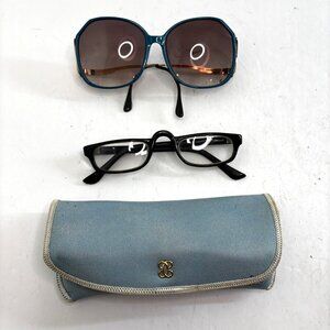 Vintage 1980s Marcolin Sunglasses Lot With Readers And Blue Case Made In Italy